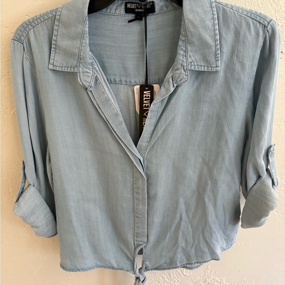 New Velvet Women's Light Blue Button-Down Shirt